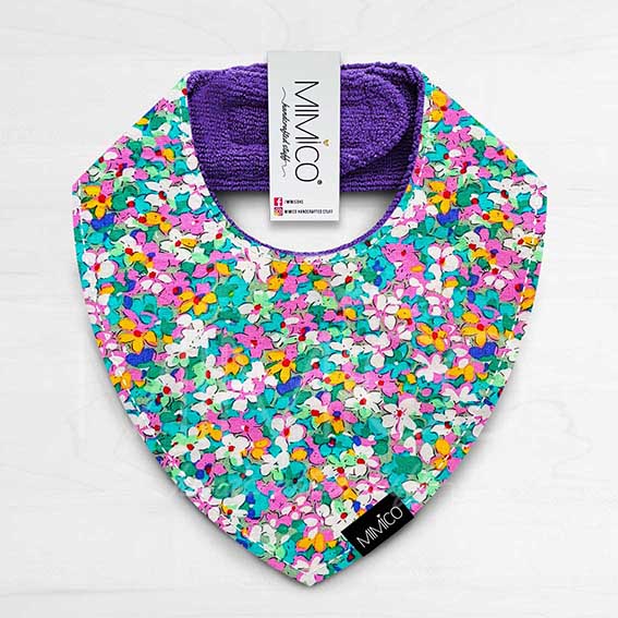 Bandana Bib Flores Moradas